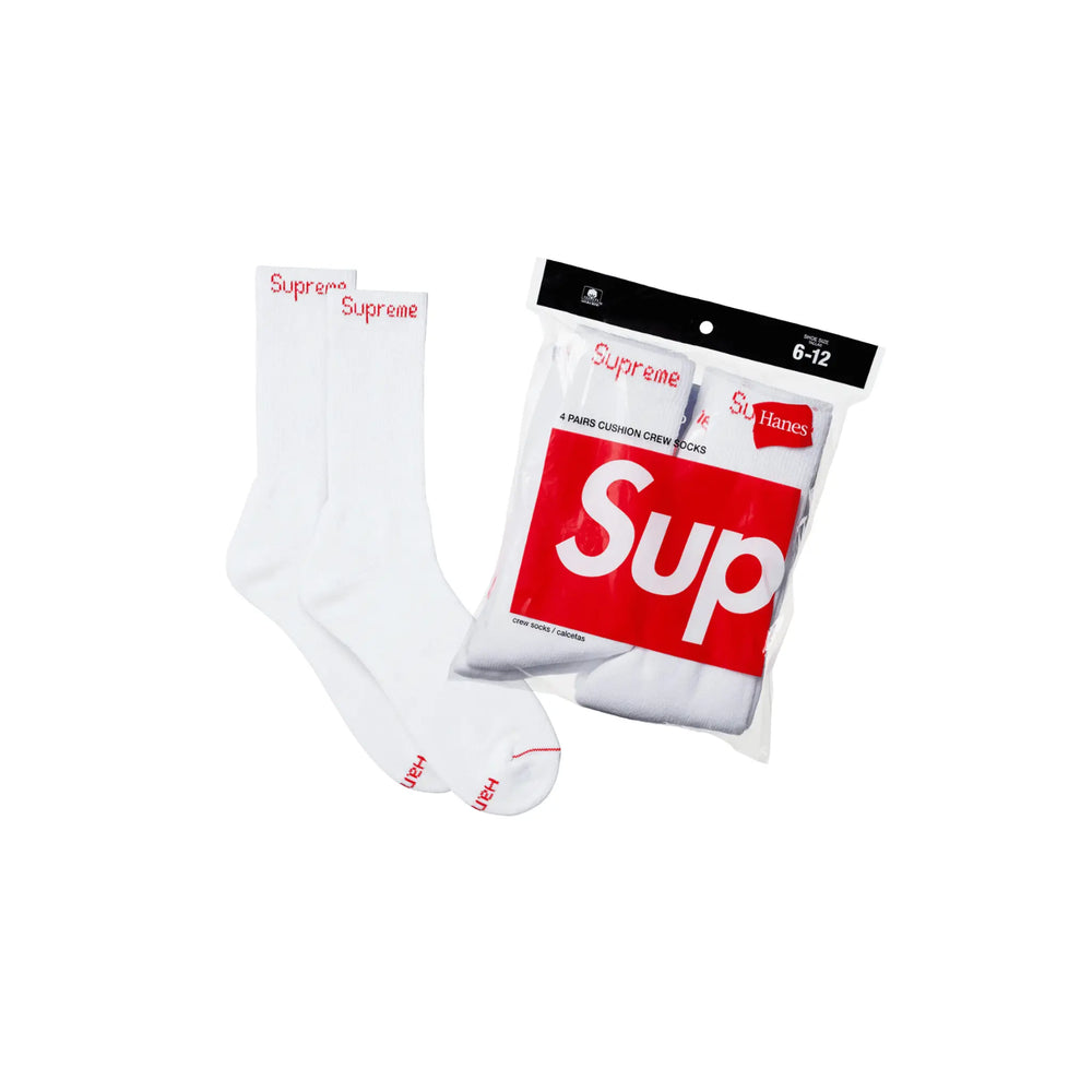 Skarpety Supreme Hanes Crew Socks White (4 pack)